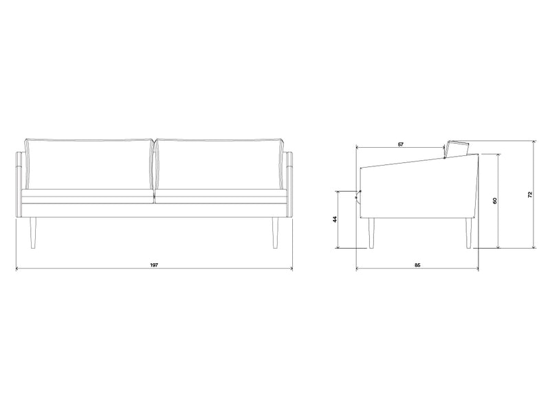 Slide 3 Seater Sofa - Yellow