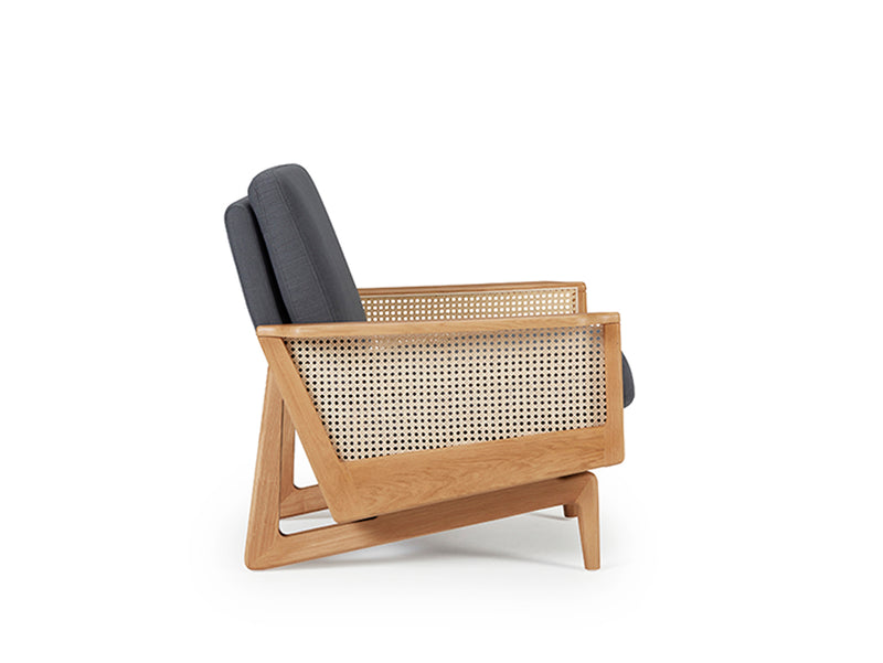 Retro Cane Webbing Armchair - Grey